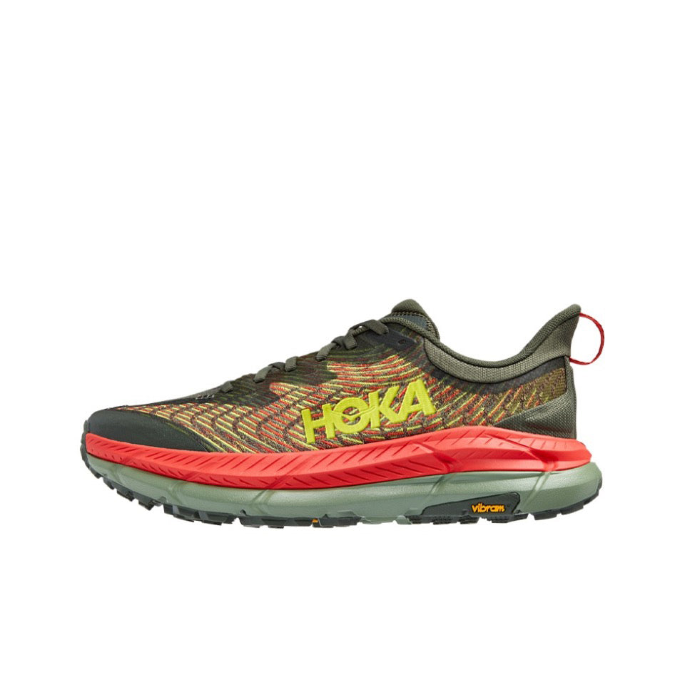 HOKA Mafate Speed 4 – Olive, Coral & Lime