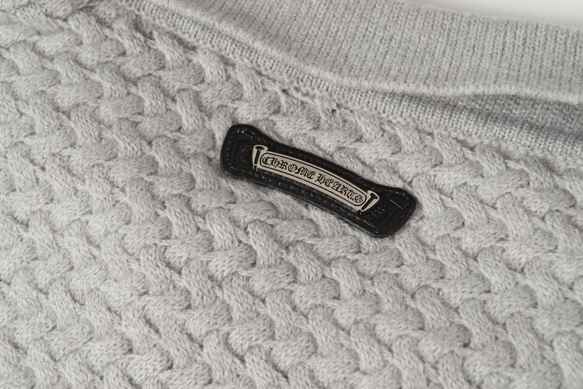 Chrome Hearts Gothic Cross Knit Cardigan - Black Grey Streetwear Jacket 904