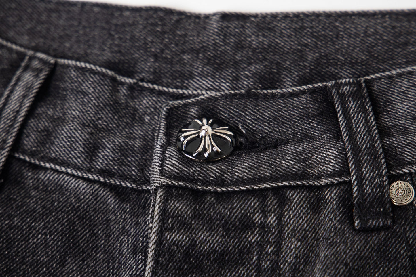 Chrome Hearts Multi Cross Patch Denim Jeans - Grey Gothic Street Pants 1111