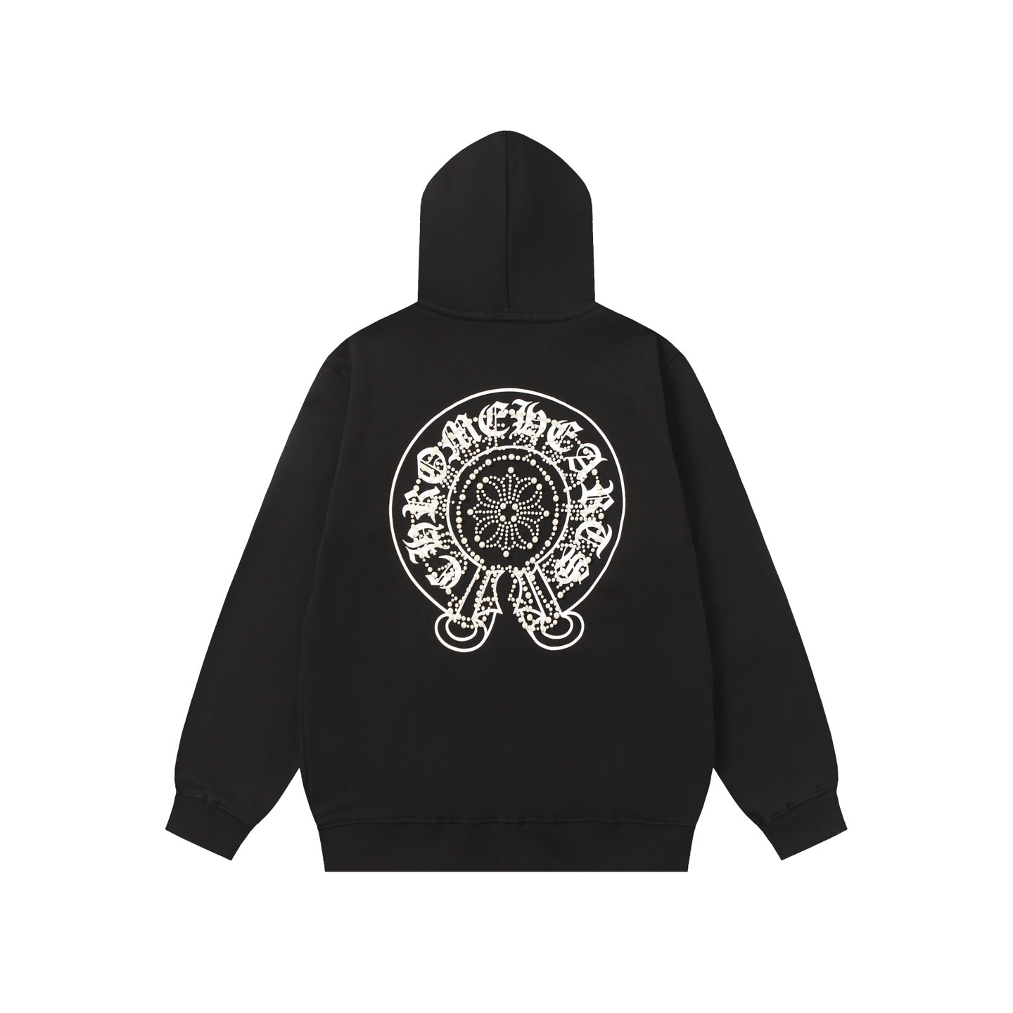 Chrome Hearts Rhinestone Horseshoe Hoodie - Black Gothic Streetwear Sweatshirt 2601