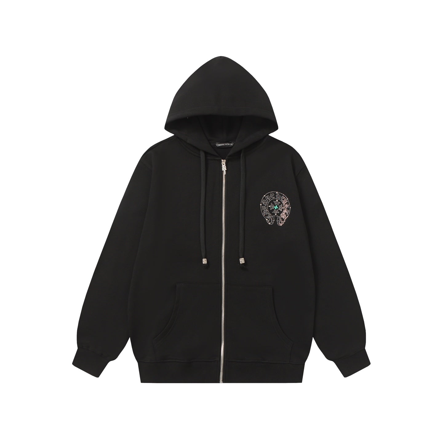 Chrome Hearts Colorful Rhinestone Hoodie - Black Gothic Street Sweatshirt 2608