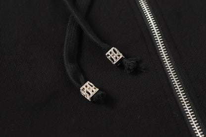 Chrome Hearts Rhinestone Cross Hoodie - Black Gothic Streetwear Sweatshirt 2633