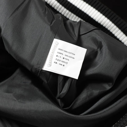 Chrome Hearts Cross Embroidered Leather Sleeve Varsity Jacket - Black Street Style 116