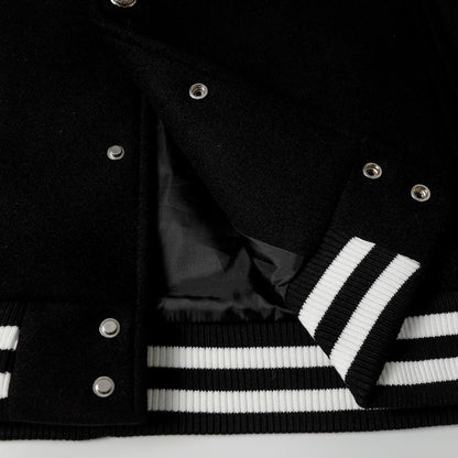 Chrome Hearts Layered Cross Varsity Jacket - Black White Street Style Outerwear 2208