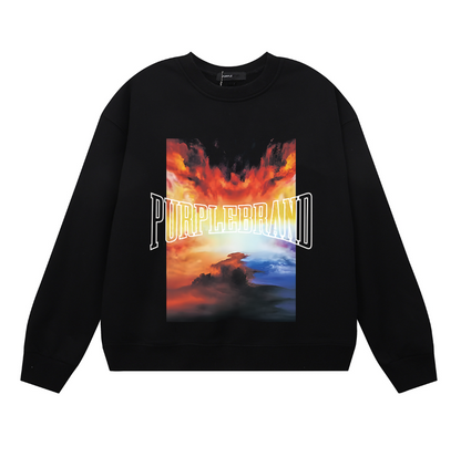 Purple Men's Long-Sleeve T-shirt Sweatshirt 1149